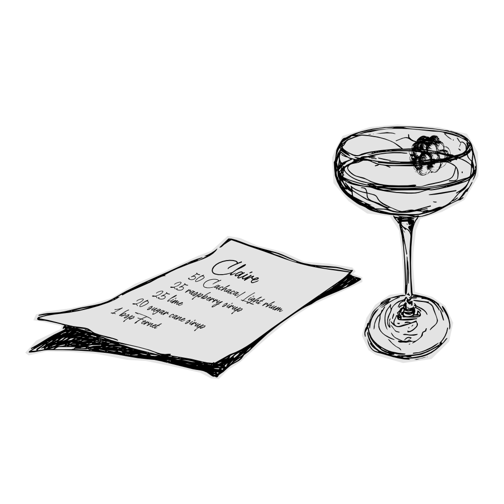 Illustration: Claire cocktail and reciept